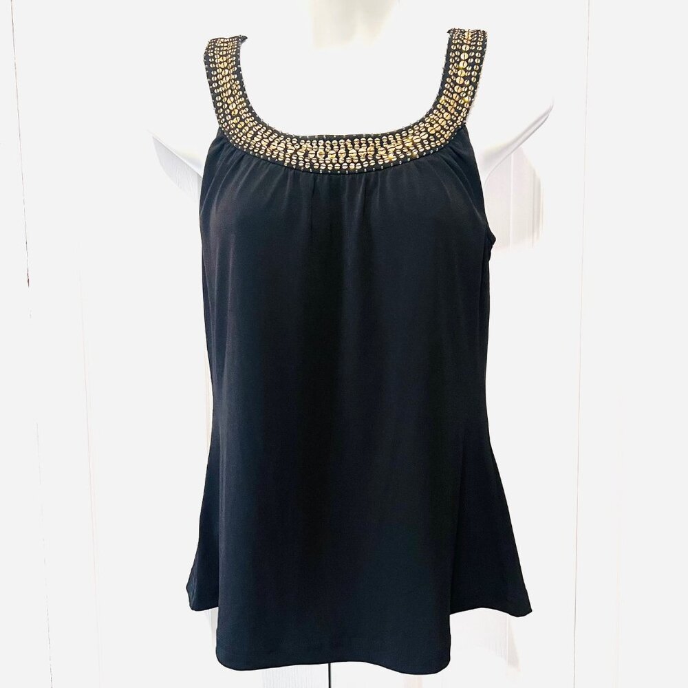 Michelle Antonelli-Women's Medium Sleeveless Pull On Stretch Black/Gold Bead/Seq